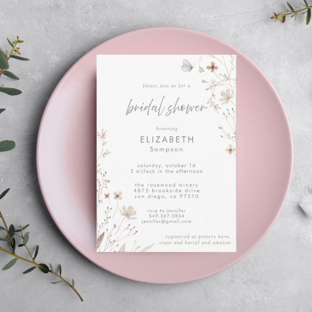 Boho Watercolor Flowers Bridal Shower Invitation (Creator Uploaded)