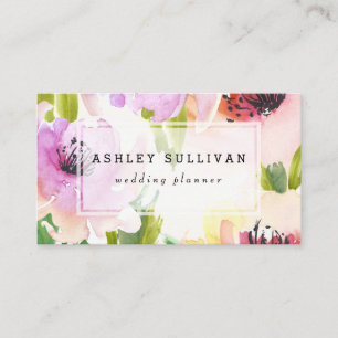Boho Watercolor Flowers   Floral Business Card II