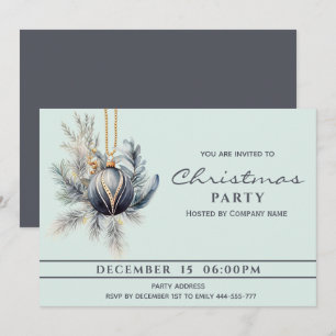 Boho watercolor greenery  Christmas ball Holiday  Invitation