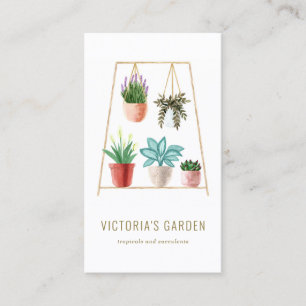 Boho Watercolor Hanging Houseplants Nursery Business Card