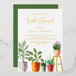 Boho Watercolor Indoors Plants Bridal Shower