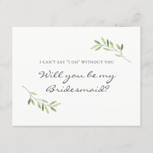 Boho Watercolor Leaf Bridesmaid Card