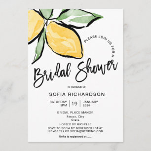 Boho Watercolor Lemon Citrus Greenery Summer Invitation