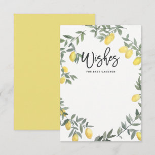 Boho Watercolor Lemon Wreath Baby Shower Wishes Advice Card