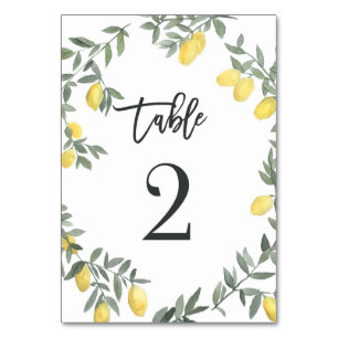 Boho Watercolor Lemon Wreath Table 2 Table Number