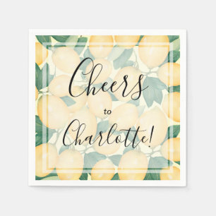 Boho Watercolor Lemons and Greenery Party Napkin