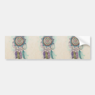 Boho Watercolor Mandala Dreamcatcher Bumper Sticker