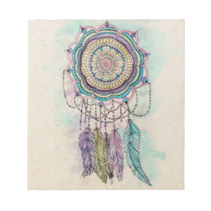 Boho Watercolor Mandala Dreamcatcher Notepad