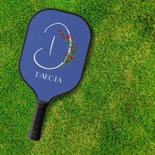 Boho watercolor monogram letter D Pickleball Paddle