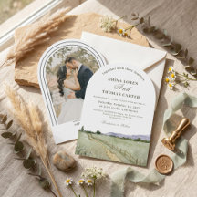 Boho Watercolor Mountain Arch Photo Wedding Minima
