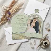 Boho Watercolor Mountain Arch Photo Wedding Minima