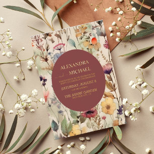 Boho Watercolor Muted Tones Wildflowers Wedding