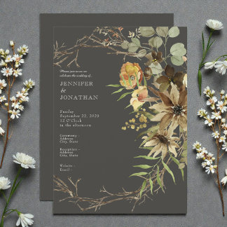 Boho Watercolor Neutral Colors Wedding Invitation