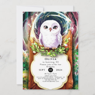 Boho Watercolor Owl Birthday Invitation