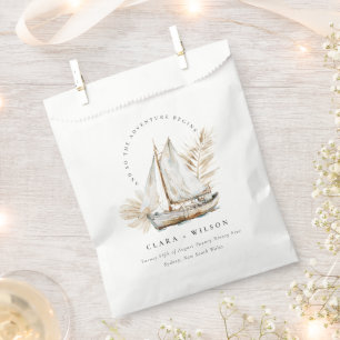 Boho Watercolor Palm Sailboat Seascape Wedding Favour Bags