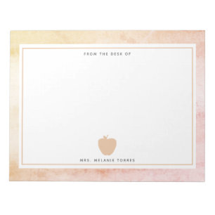 Boho Watercolor Pink Apple Teacher Notepad