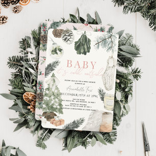 Boho Watercolor Pink Holiday Girl Baby Shower Invitation