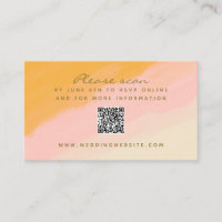 Boho Watercolor Pink Yellow QR Code RSVP