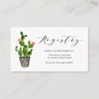 Boho Watercolor Potted Cactus Baby Shower Registry