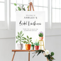 Boho Watercolor Potted Houseplants Bridal Luncheon