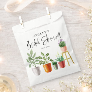 Boho Watercolor Potted Houseplants Bridal Shower Favour Bags