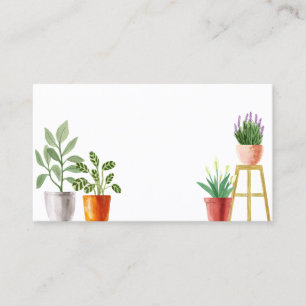 Boho Watercolor Potted Houseplants Wedding Place Card