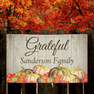 BOHO Watercolor Pumpkin Fall Thanksgiving Party Banner