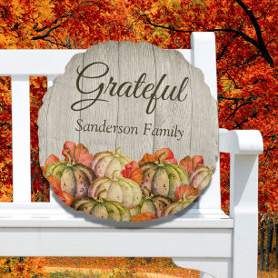 BOHO Watercolor Pumpkin Round Cushion