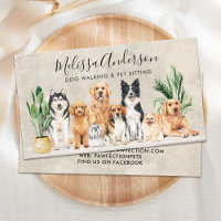 Boho Watercolor Puppy Dogs Walking Dog Groomer Pet