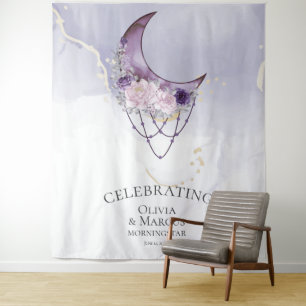 BOHO Watercolor Purple Celestial Tapestry