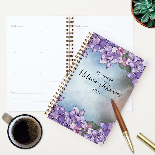 Boho Watercolor Purple Lavender Hydrangea Frame  Planner (Creator Uploaded)