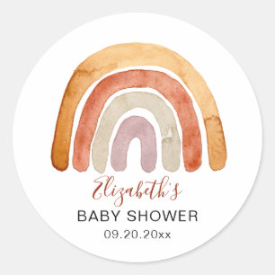 Boho Watercolor Rainbow Baby Shower  Classic Round Sticker