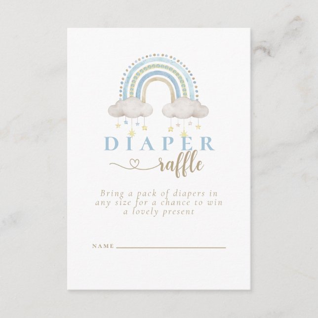 Boho Watercolor Rainbow Baby Shower Diaper Raffle Enclosure Card (Front)