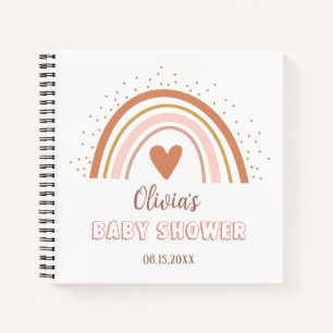 Boho Watercolor Rainbow Baby Shower Guest Notebook