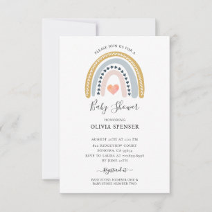 Boho Watercolor Rainbow Baby Shower Invitation