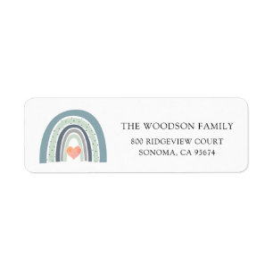 Boho Watercolor Rainbow Baby Shower Label