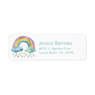 Boho Watercolor Rainbow Baby Shower Return Address