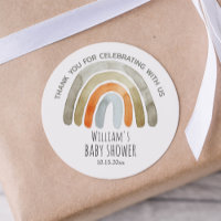 Boho Watercolor Rainbow Baby Shower Thank You