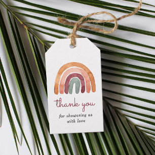 Boho Watercolor Rainbow Baby Shower Thank You Gift Tags