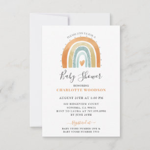 Boho Watercolor Rainbow Boy Baby Shower  Invitation