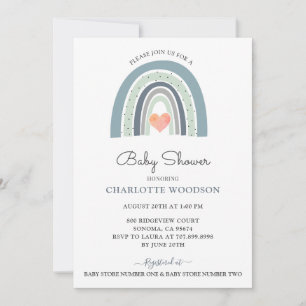 Boho Watercolor Rainbow Boy Baby Shower Invitation