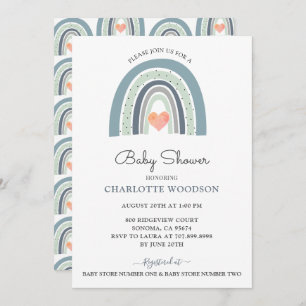 Boho Watercolor Rainbow Boy Baby Shower Invitation