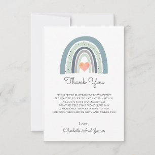 Boho Watercolor Rainbow Boy Baby Shower Thank You Card
