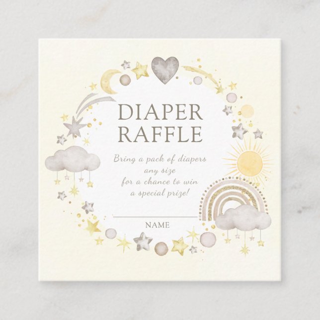 Boho Watercolor Rainbow Diaper Raffle Enclosure Card (Front)