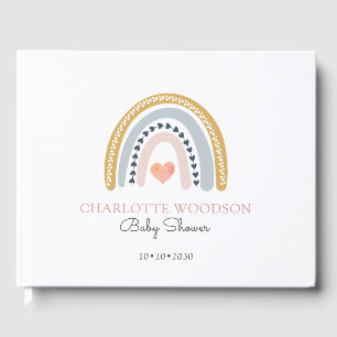 Boho Watercolor Rainbow Girl Baby Shower Guest Book