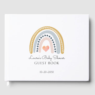 Boho Watercolor Rainbow Girl Baby Shower Guest Book
