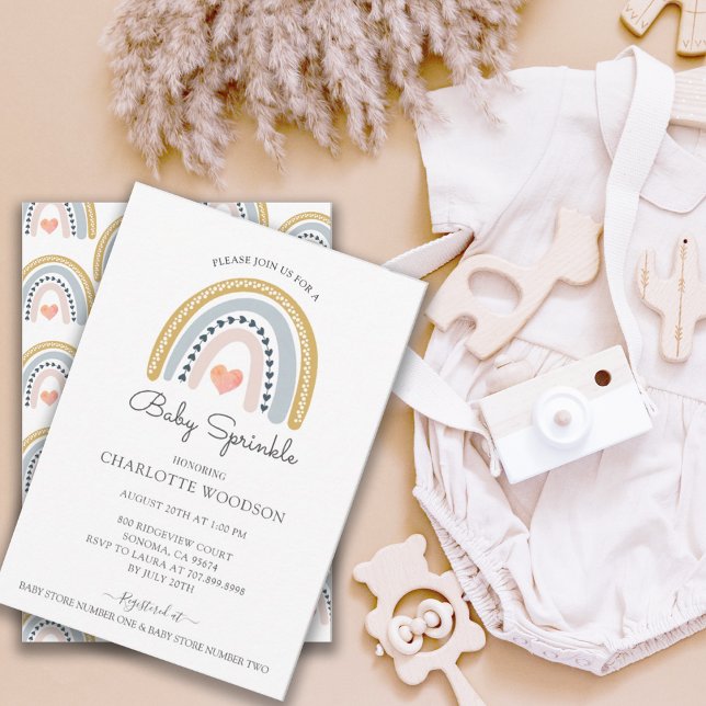 Boho Watercolor Rainbow Girl Baby Sprinkle Invitation (Creator Uploaded)
