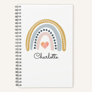 Boho Watercolor Rainbow Kid's Personalised Notebo Notebook
