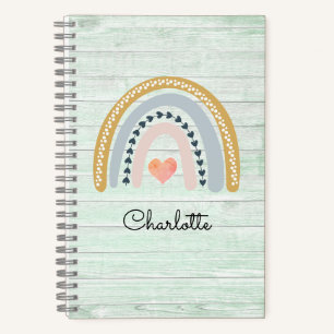 Boho Watercolor Rainbow Kid's Personalised Notebo Notebook