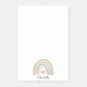 Boho Watercolor Rainbow Kid's Personalised Post-it Notes